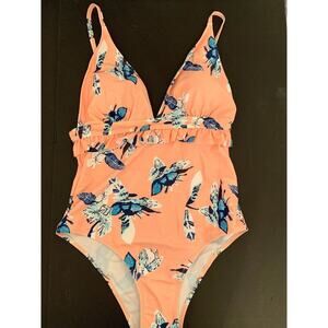 Large TengWeng Monokini Peach One Piece Women's Swimsuit Bathing Suit New NIP